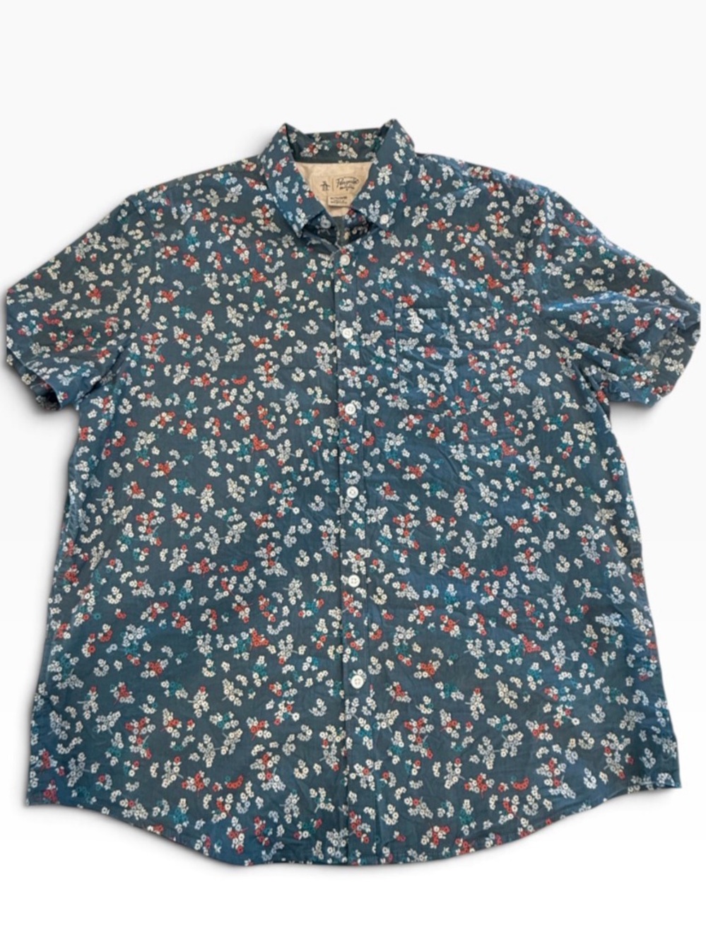 Original Penguin Men’s Short Sleeve Floral Button-Down Shirt XL